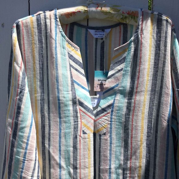 NWT. SPLENDID X GRAY MALIN Playa Striped Linen-Blend Maxi Dress. Size Large. - Picture 6 of 11